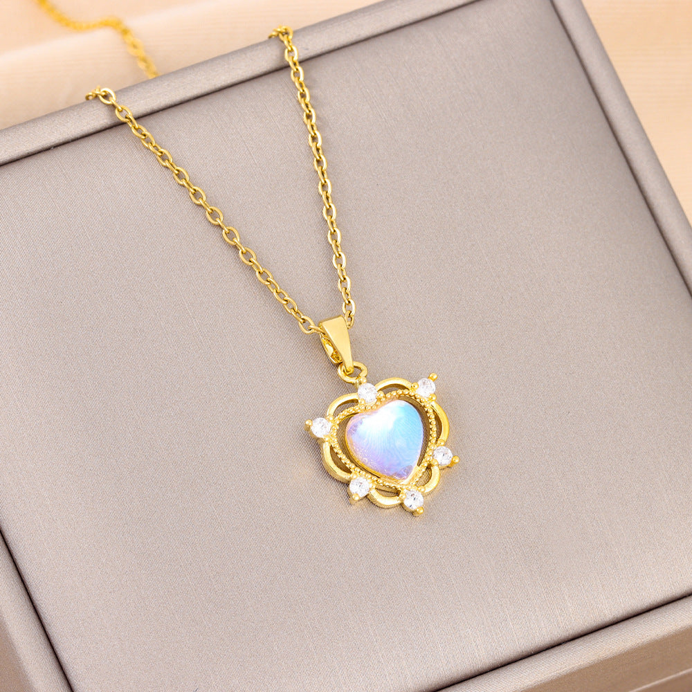 Wholesale Aurora Heart Titanium Steel Necklaces